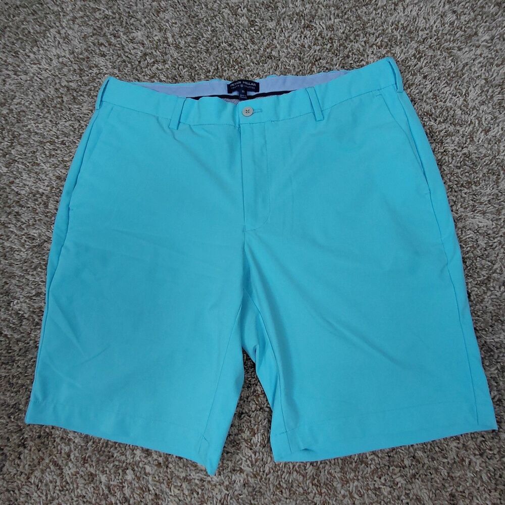 Peter Millar Crown Crafted Surge Golf Shorts Mens 35 Light Blue 9" Performance